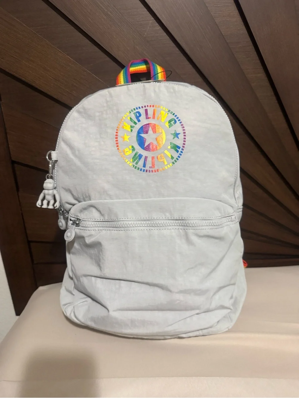 Kipling Medium Backpack with Rainbow Logo and Handle - Unisex